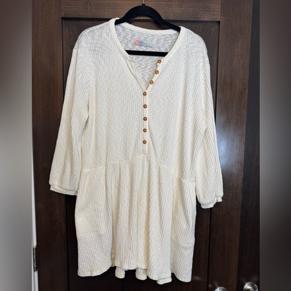 Free People Beach Blossom Henley Ribbed Tshirt Dress - Picture 2 of 3